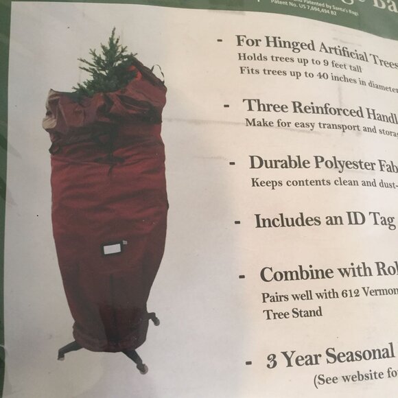 612 Vermont 9' Upright Tree Storage Bag For Hinged Artificial Christmas Trees - Picture 5 of 11